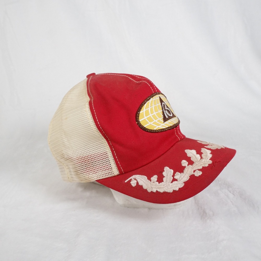 Vintage K-Products Inc. Red Trucker Hat Mesh Baseball Cap Snapback Iowa Made